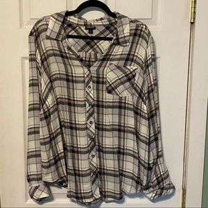 Torrid Flannel Button Down Black White Pink Size 1